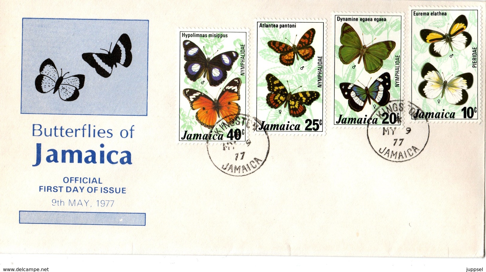 FDC   JAMAICA ,  Butterfly   / JAMAIQUE  Lettre De Première Jour, Papillon  1977 - Schmetterlinge