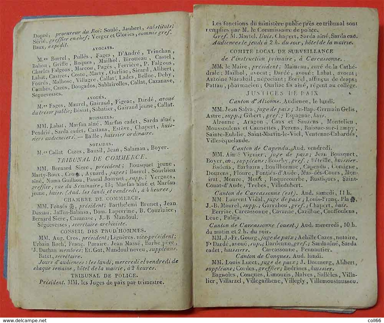 1847 Almanach curieux et récréatif Noms Fonctions  Aude dates Foires du 09-11-31-34-66-81édit Pierre Polere Carcassonne