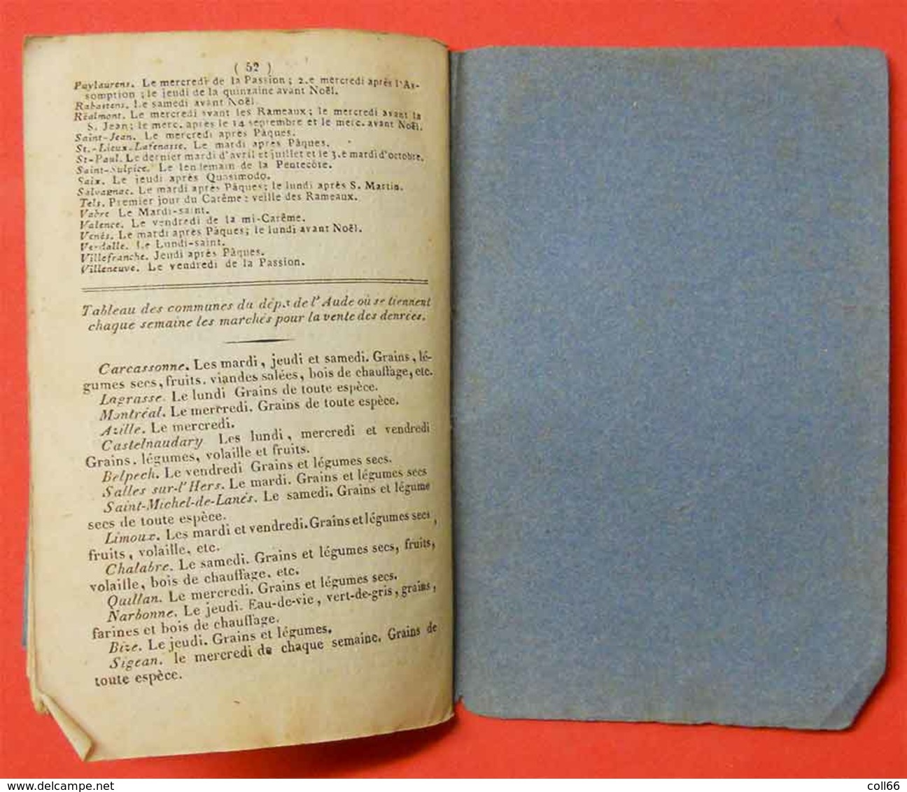 1847 Almanach curieux et récréatif Noms Fonctions  Aude dates Foires du 09-11-31-34-66-81édit Pierre Polere Carcassonne