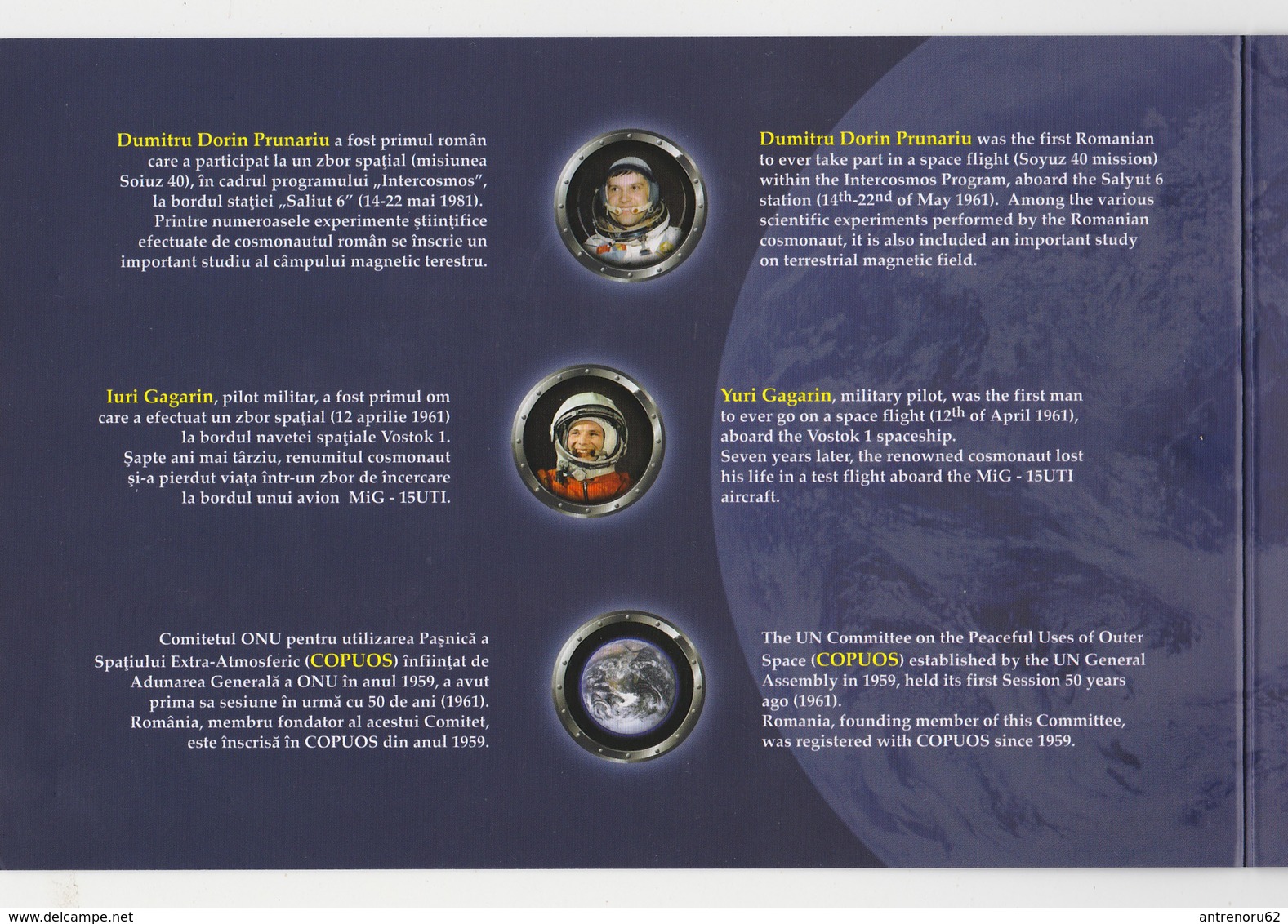 FIRST MAN IN COSMOS-AND FIRST ROMANIAN-IN COSMOS-FDC-MNH**BLOCK--UNUSED-SEE-SCAN - Europe