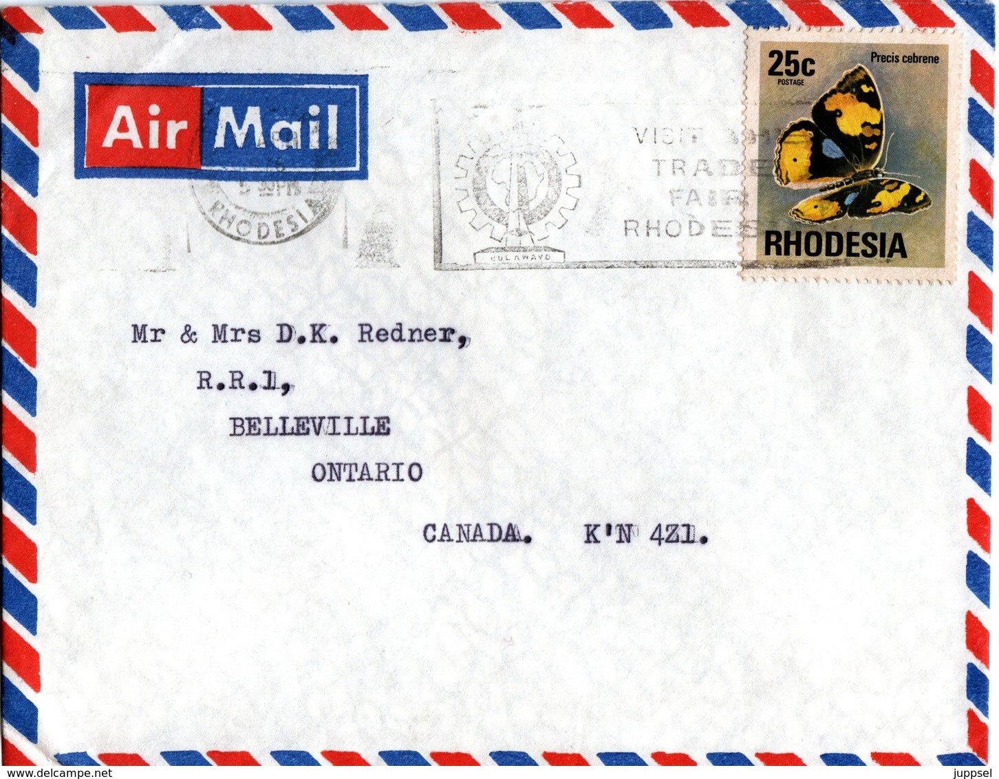 Lettre  RHODESIA,  Butterfly   / RHODÉSIE  Lettre, Papillon - Schmetterlinge