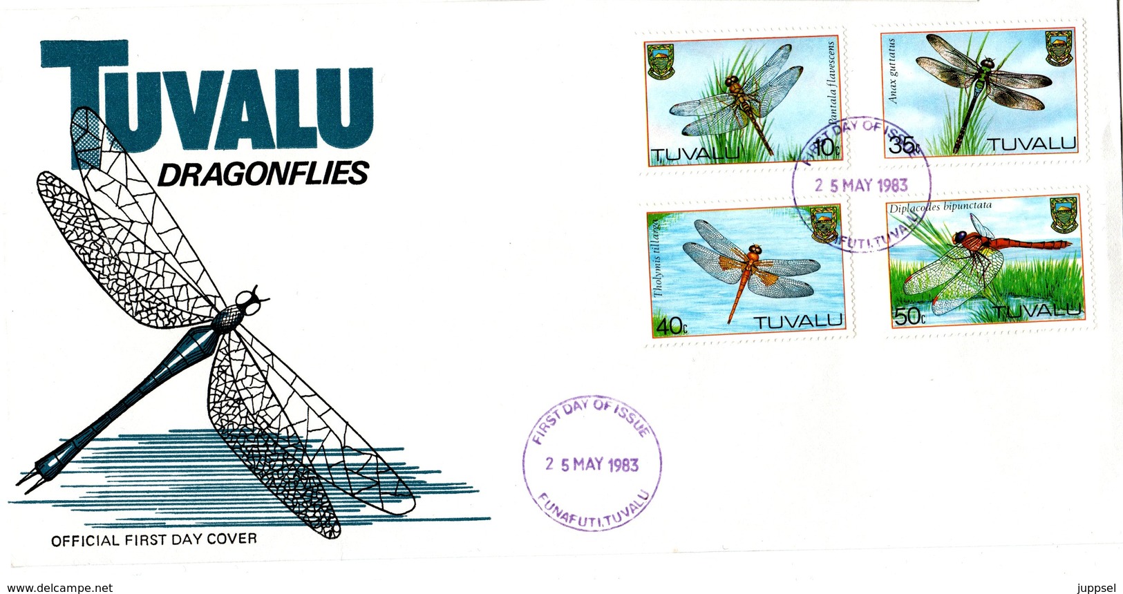 FDC  TUVALU    Dragonflies   -   Lettre De Première Jour,    Libellules  1983 - Sonstige & Ohne Zuordnung