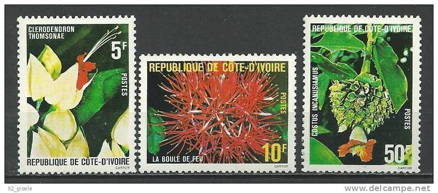 Cote Ivoire YT 523 à 525 " Fleurs " 1980 Neuf** - Côte D'Ivoire (1960-...)