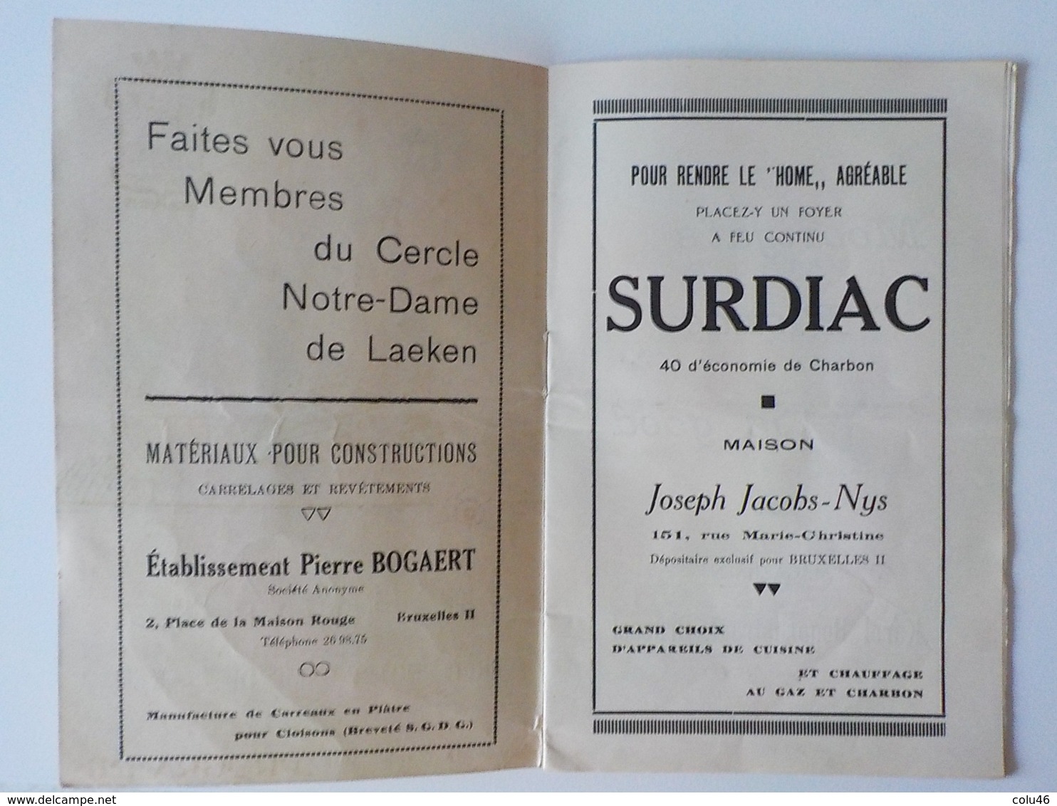 1936 Programme Grande Fête De Gala Organisée Par Cercle Notre-Dame De Laeken Au " Théâtre" Rue Stéphanie Pub Spontin - Laeken