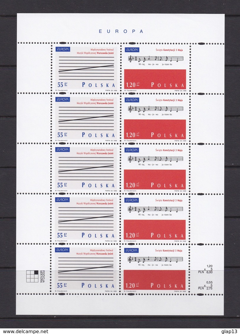 FEUILLE NEUVE** EUROPA 1998 TIMBRE N°3497/98 - FESTIVALS NATIONAUX - Unused Stamps