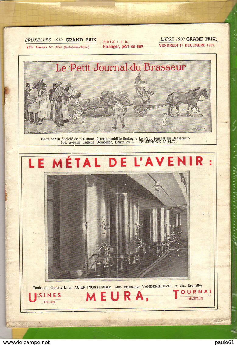 2  Revues Anciennes  LE PETIT JOURNAL Du BRASSEUR N° 1954 Et 1955 De Decembre 1937 - Autres & Non Classés