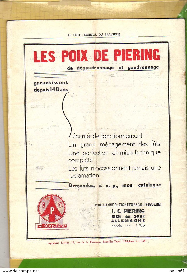 2  Revues Anciennes  LE PETIT JOURNAL Du BRASSEUR N° 1954 Et 1955 De Decembre 1937 - Autres & Non Classés