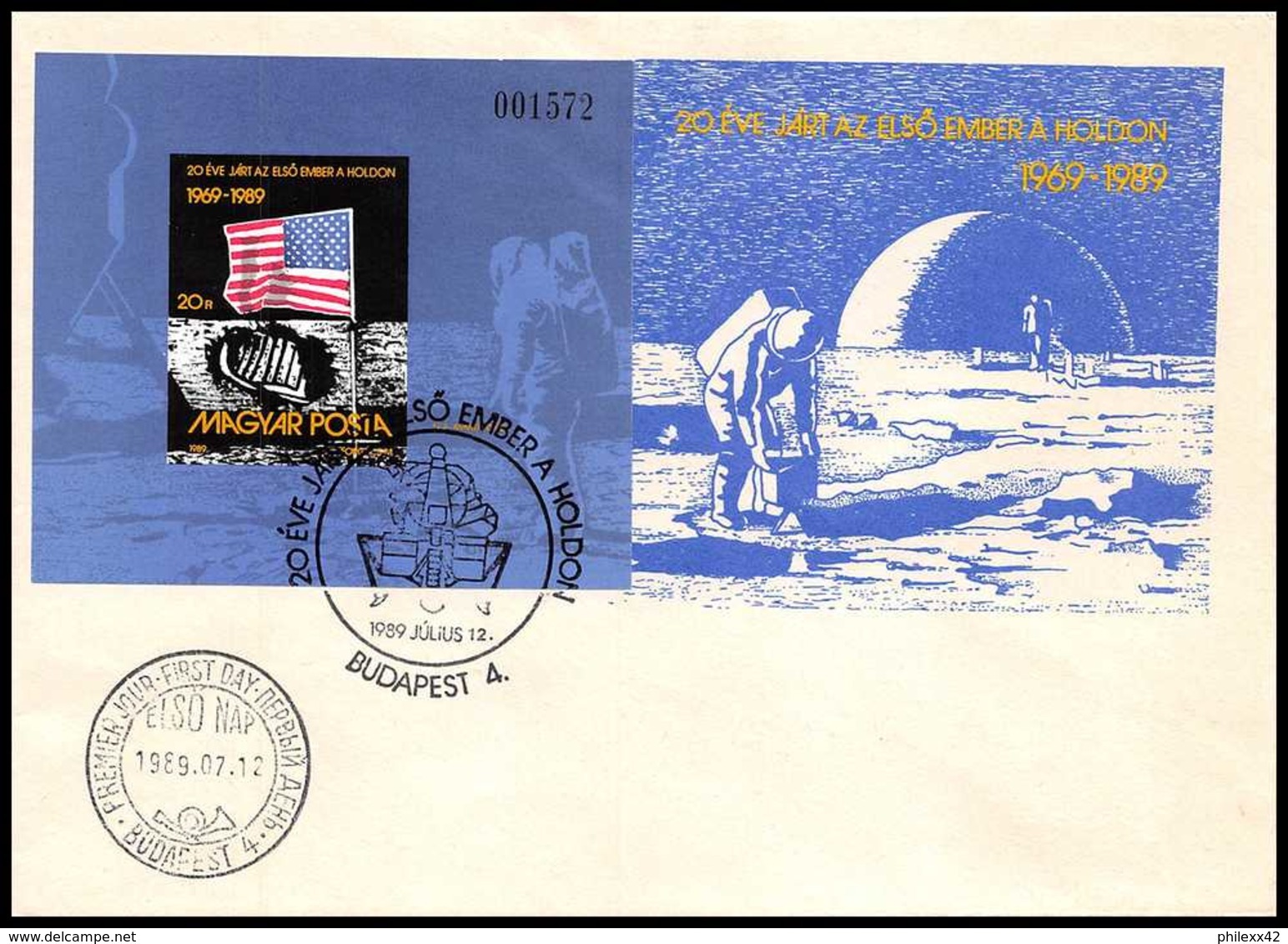 9803/ Espace (space Raumfahrt) Lettre (cover Briefe) 21/7/1989 Moon Landing Apollo 11 Hongrie (Hungary) - Europe