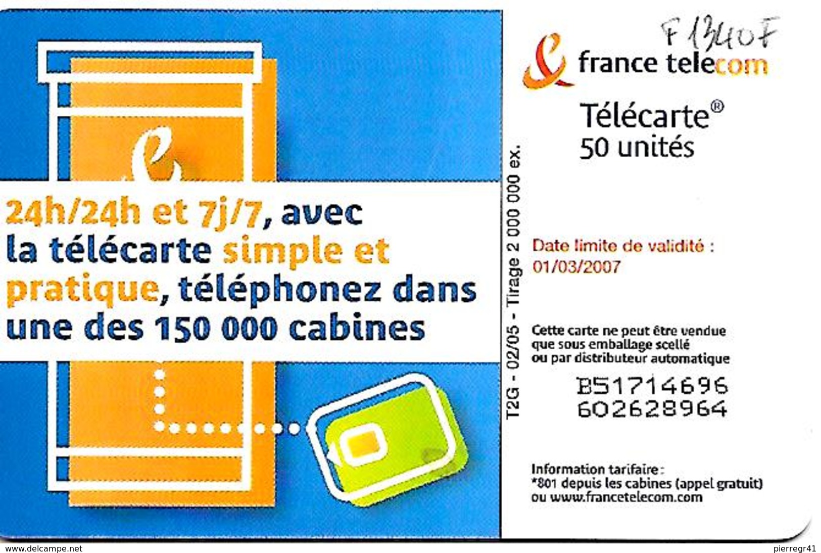 TC°-PUBLIC-F1340 F-50U-GEM1-02/05-CABINE GARCON-%182000-UTILISE-TBE- - 2005