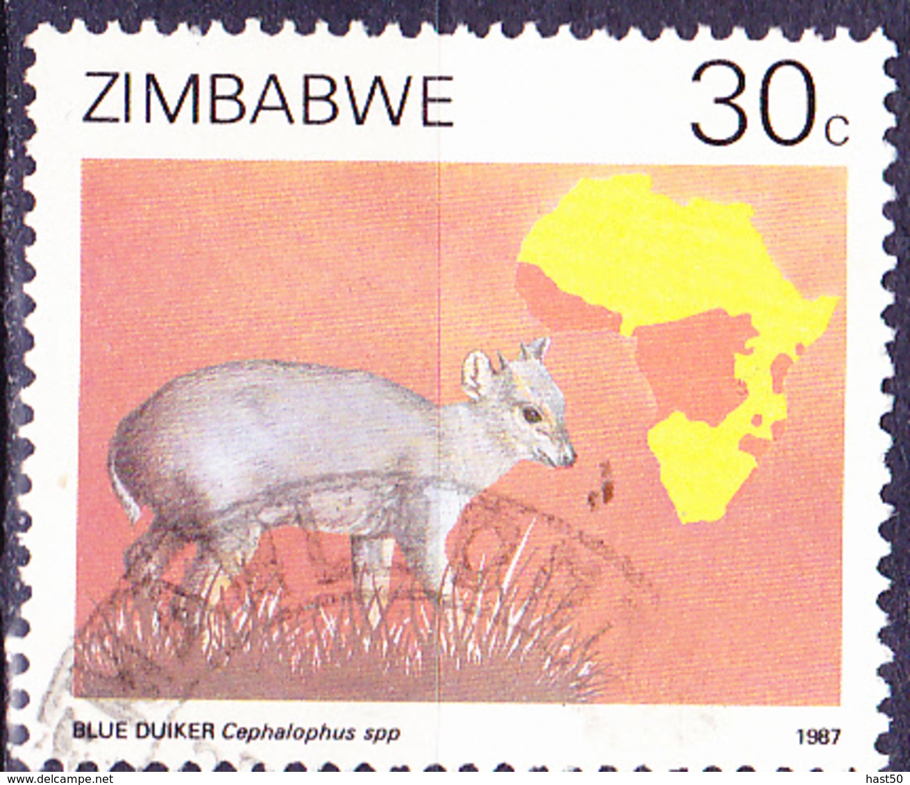 Simbabwe - Blauducker (Philantomba Monticola) (Mi.Nr.: 371) 1987 - Gest. Used Obl. - Zimbabwe (1980-...)