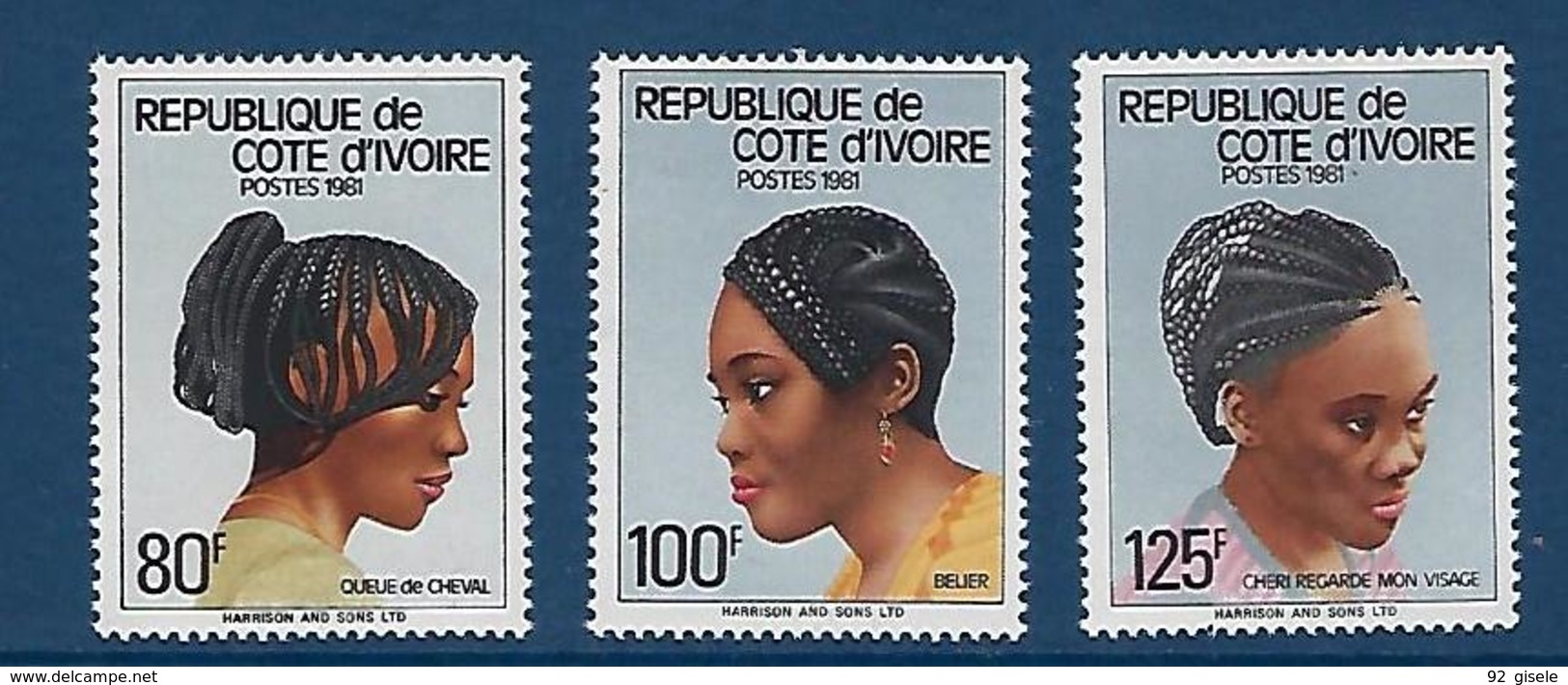 Cote Ivoire YT 605 à 607 " Coiffures " 1982 Neuf** - Côte D'Ivoire (1960-...)