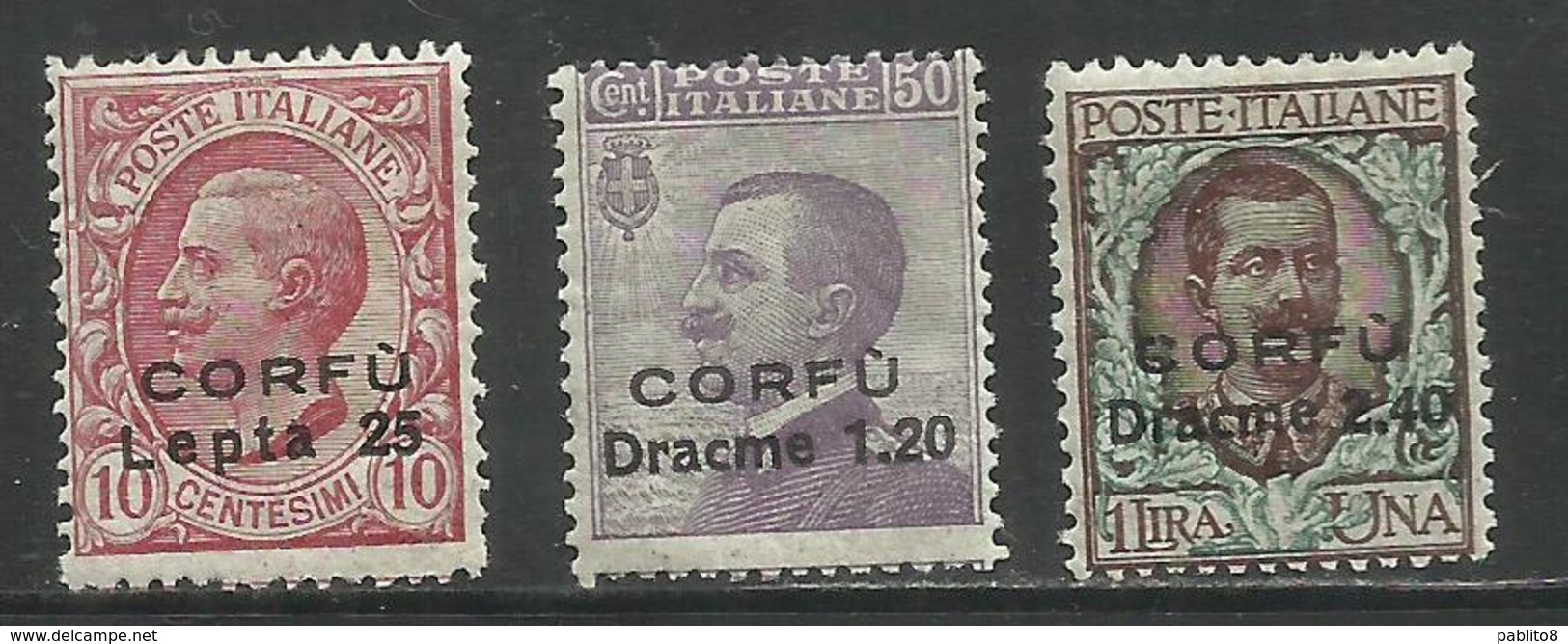 CORFÙ 1923 SOPRASTAMPATO D'ITALIA ITALY OVERPRINTED SERIE COMPLETA COMPETE SET MNH - Corfou