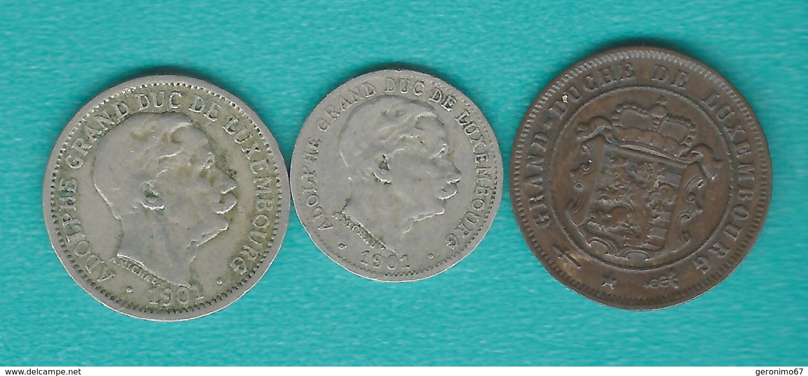 Luxembourg - Adolphe - 1901 - 2½, 5 & 10 Centimes (KMs 21, 24 & 25) - Luxembourg
