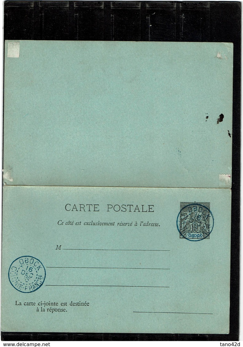 COMP2 - OBOCK CARTE POSTALE EPRP  10c+10c OBLITEREE NON CIRCULEE - Lettres & Documents