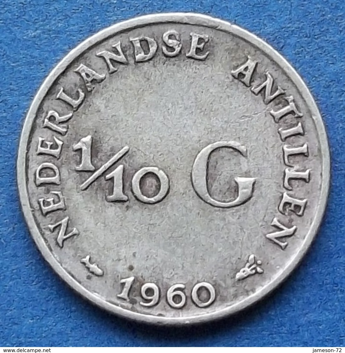 NETHERLANDS ANTILLES - Silver 1/10 Gulden 1960 KM# 3 Juliana - Edelweiss Coins - Netherlands Antilles