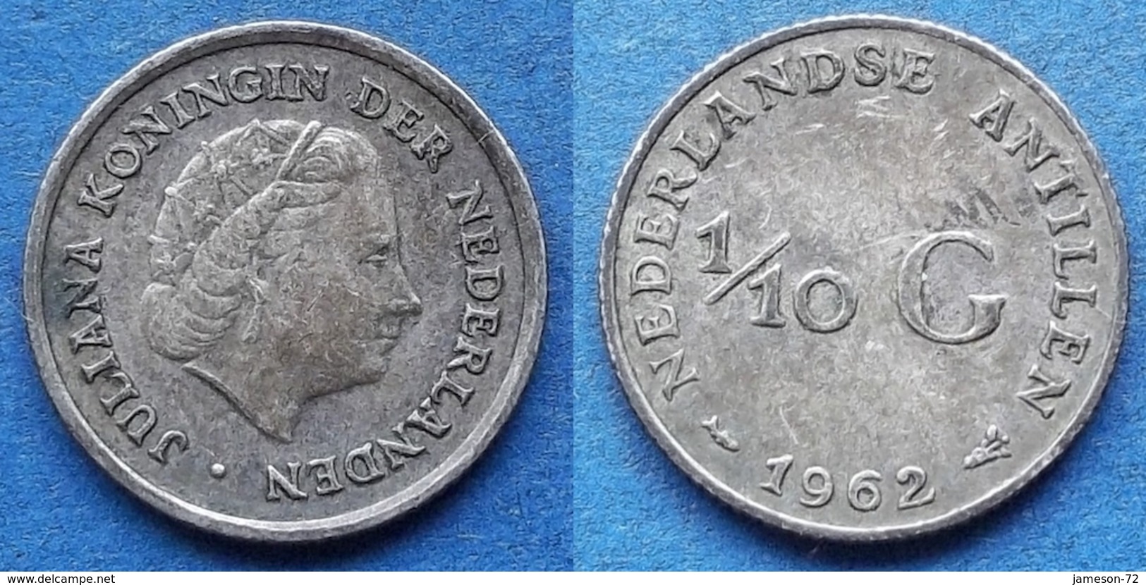 NETHERLANDS ANTILLES - Silver 1/10 Gulden 1962 KM# 3 Juliana - Edelweiss Coins - Netherlands Antilles