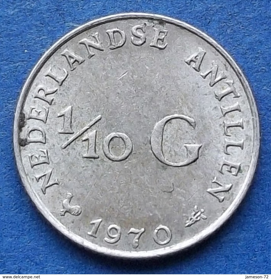 NETHERLANDS ANTILLES - Silver 1/10 Gulden 1970 KM# 3 Juliana - Edelweiss Coins - Netherlands Antilles