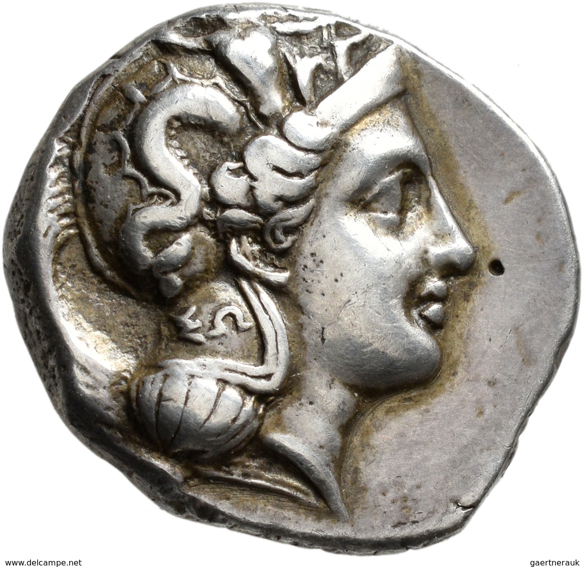 Lukanien: Nomos (360-330 V. Chr.) Av: Didrachme, Athenakopf Im Helm Nach Rechts, Auf Dem Kessel Stei - Griechische Münzen