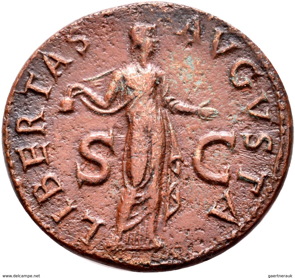 Claudius (41 - 54): Claudius 41-54: Bronze - As Vs. Büste Nach Links, Rs: Libertas Augusta, 10,1 G, - The Julio-Claudians (27 BC Tot 69 AD)