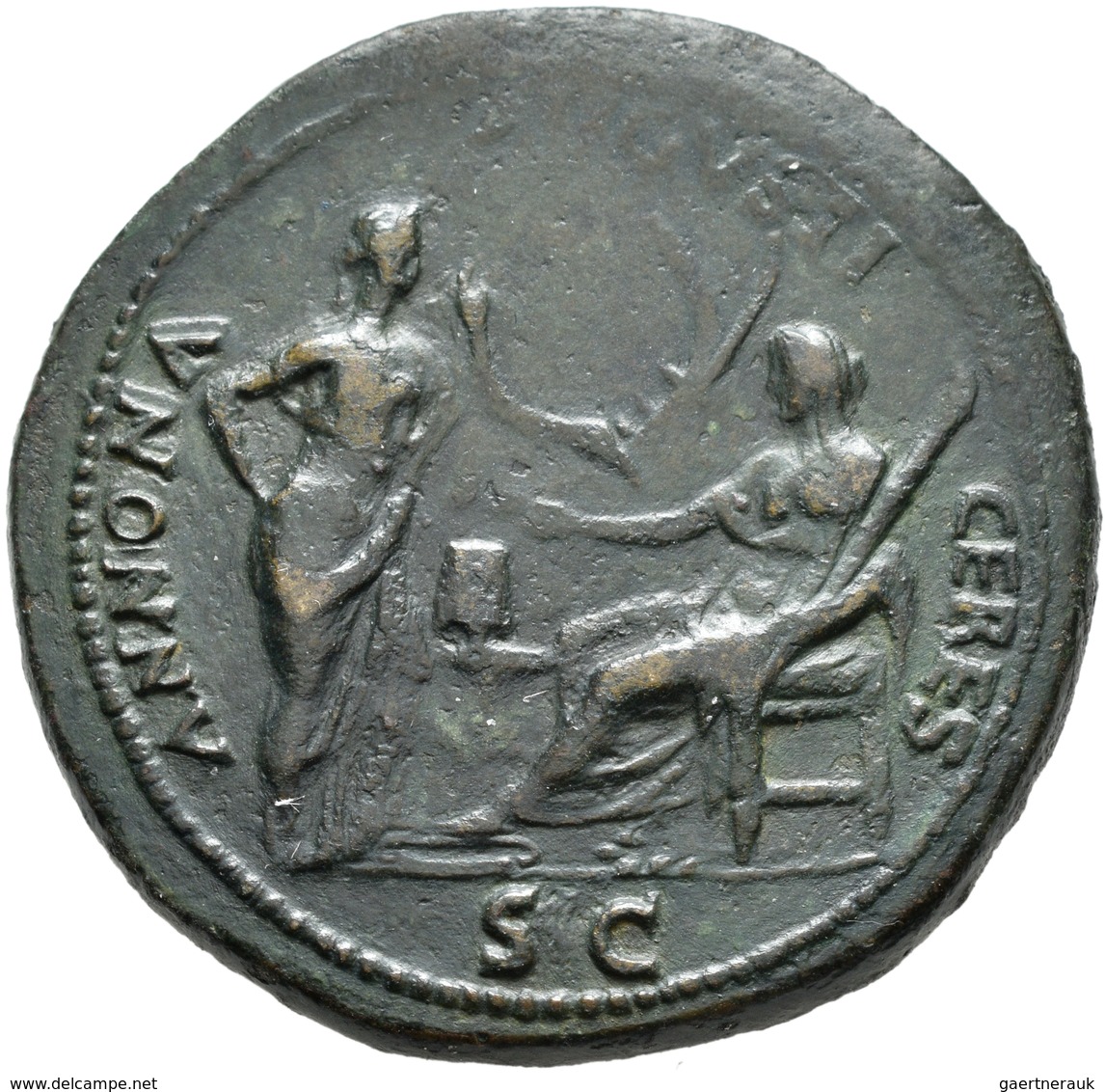 Nero (54 - 68): AE-Sesterz O.J., Lugdunum, Av. Belorbeerte Büste Nach Links, Rv: Ceres Mit Fackel Un - Die Julio-Claudische Dynastie (-27 / 69)