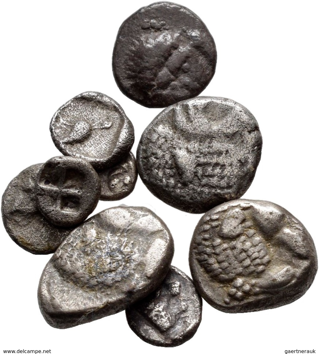 Antike: Lot 10 Münzen; Kleinasien, Ionien/ Stadt Milet, AR Diobol (514-479 V.Chr.). Löwenprotome R., - Sonstige & Ohne Zuordnung