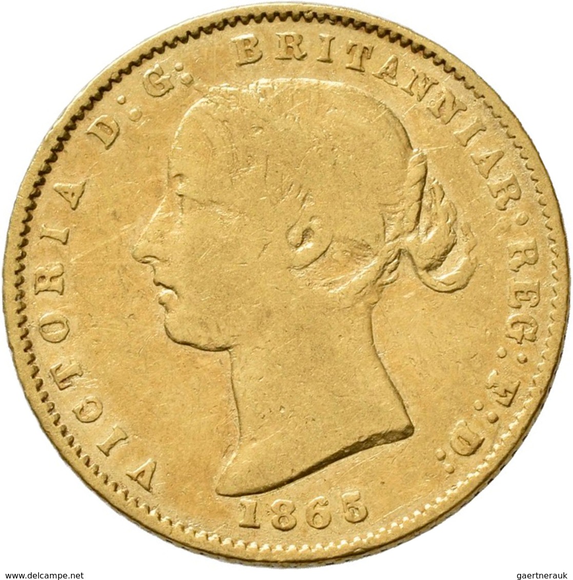 Australien: Victoria 1837-1901: ½ Sovereign 1965 (Sydney Mint), Gold, 3,89 G, Seltener Jahrgang, Fri - Andere & Zonder Classificatie