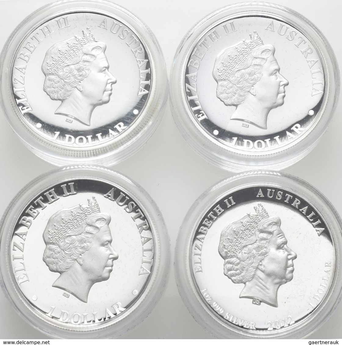 Australien: Elizabeth II. 1952-,: Lot 4 X 1 Dollar 2012 High Relief Collection, 4 X 1 OZ 999/1000 Si - Autres & Non Classés