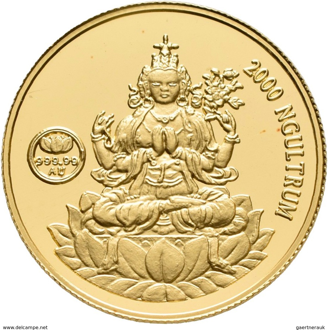 Bhutan - Anlagegold: 2000 Ngultrum 1996, Budha Auf Lotusblüte. KM# 158, Friedberg 20. 6,22 G, 999,99 - Andere & Zonder Classificatie