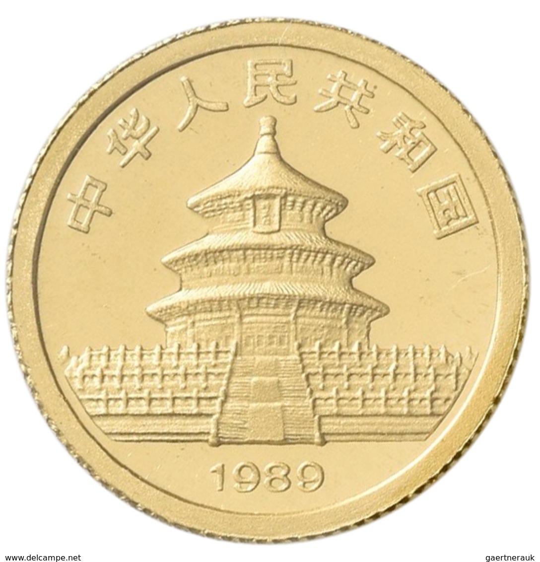 China - Volksrepublik - Anlagegold: Lot 3 Münzen 1/20 OZ China Panda: 1 X 5 Yuan 1989, 2 X 20 Yuan 2 - China