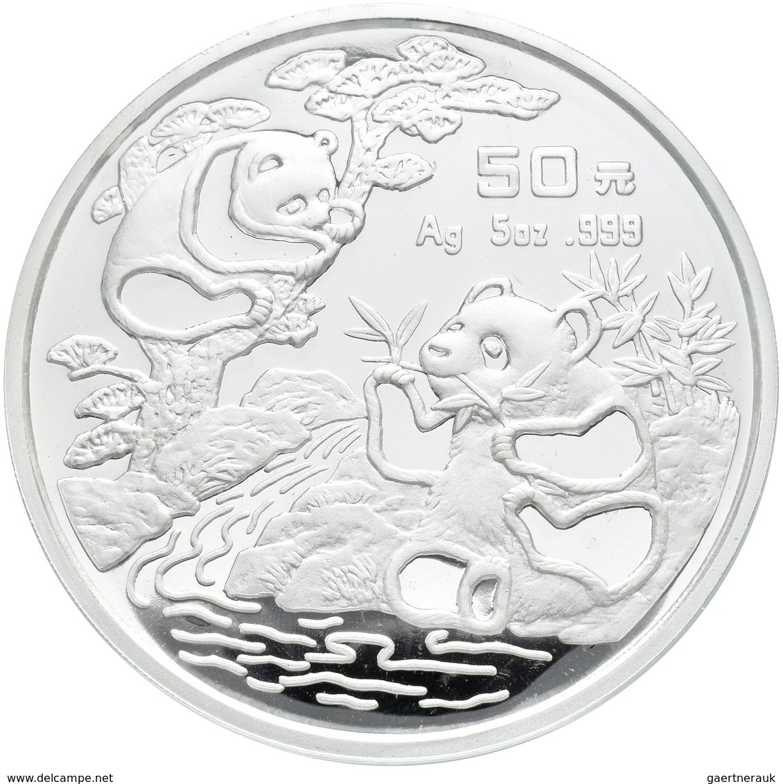 China - Volksrepublik: 50 Yuan 1994, Silberpanda. 155,50 G (5 OZ), 999/1000 Silber, KM# 617, Mit Chi - Chine