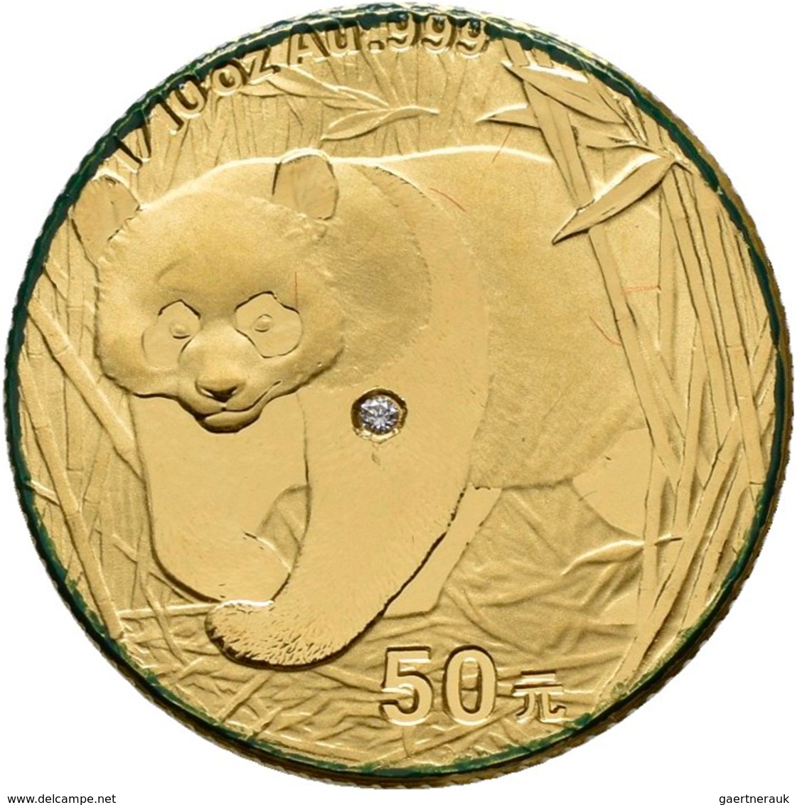 China - Volksrepublik - Anlagegold: Panda Diamond Set: 4-Münzen Set Goldpanda 2002: 1/10 OZ + 1/4 OZ - China