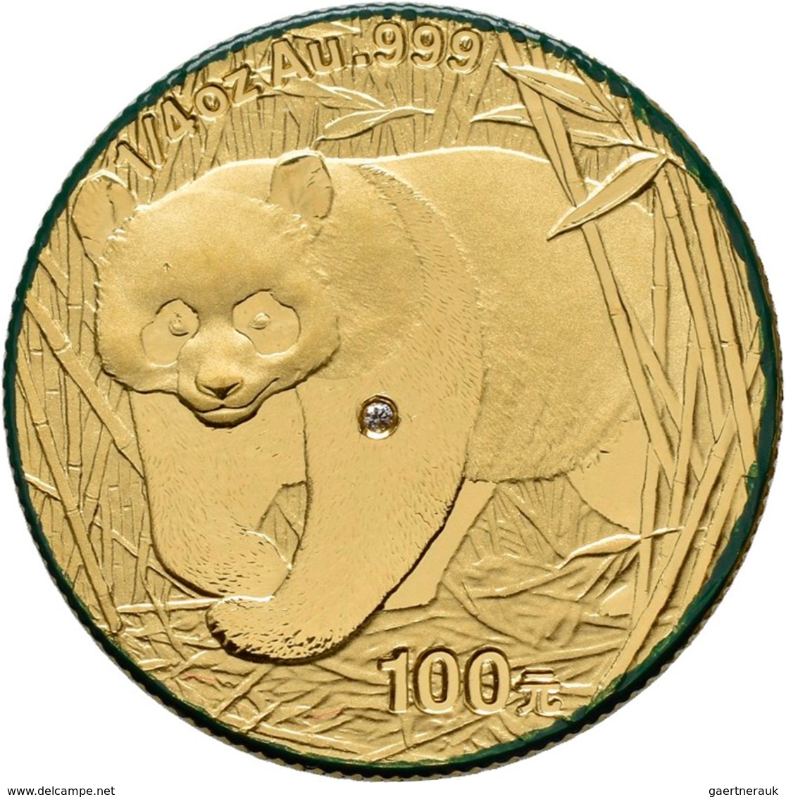 China - Volksrepublik - Anlagegold: Panda Diamond Set: 4-Münzen Set Goldpanda 2002: 1/10 OZ + 1/4 OZ - China