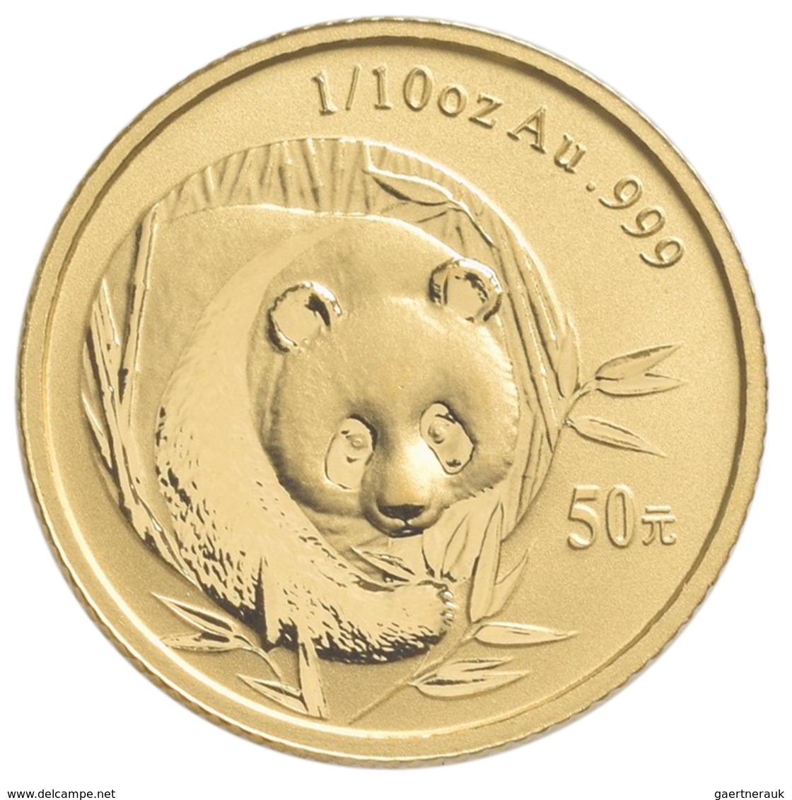 China - Volksrepublik - Anlagegold: 50 Yuan 2003, Goldpanda, KM# 1469, Friedberg B17. 3,11 G (1/10 O - China