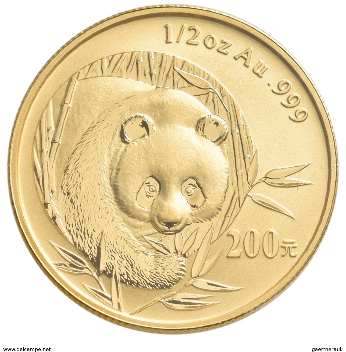 China - Volksrepublik - Anlagegold: 200 Yuan 2003, Goldpanda, KM# 1472, Friedberg B15. 15,55 G (1/2 - China