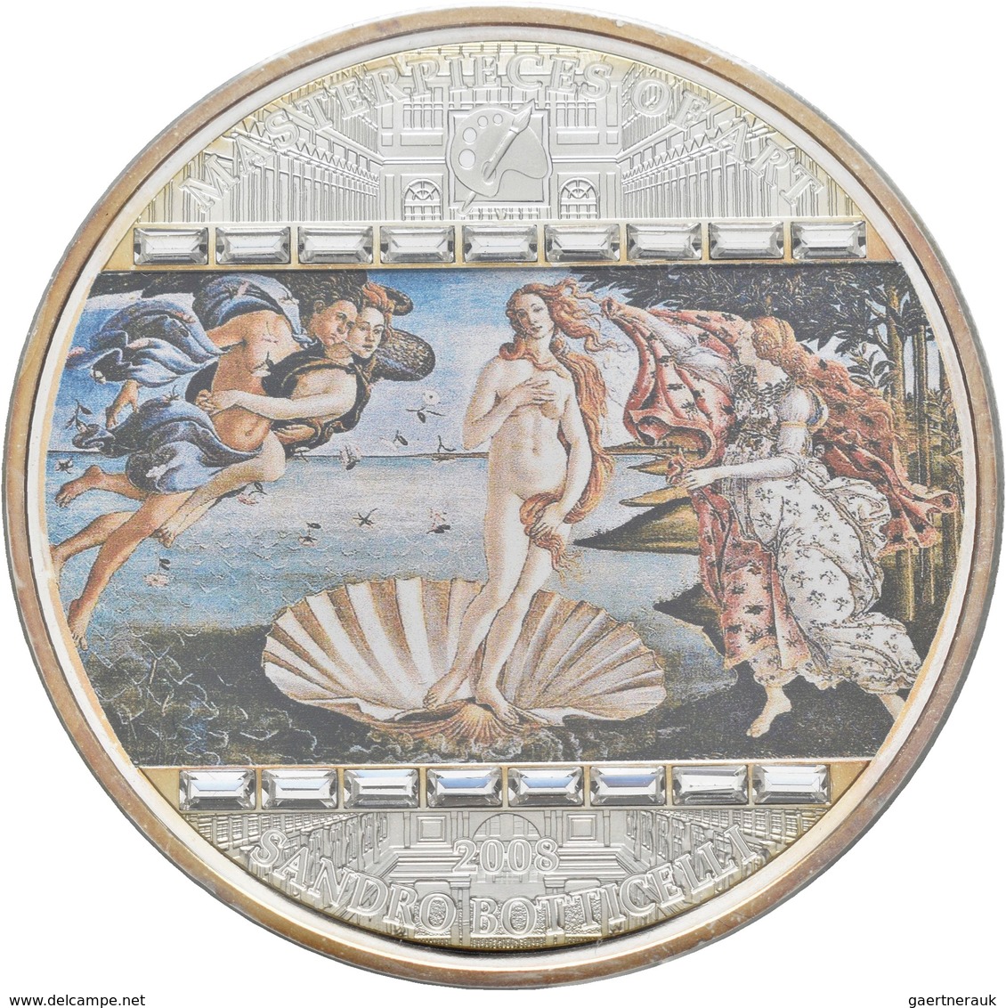 Cook Inseln: MASTERPIECES OF ART: Die Geburt Der Venus Von Sandro Botticelli, 20 Dollars 2008, 3 OZ - Isole Cook