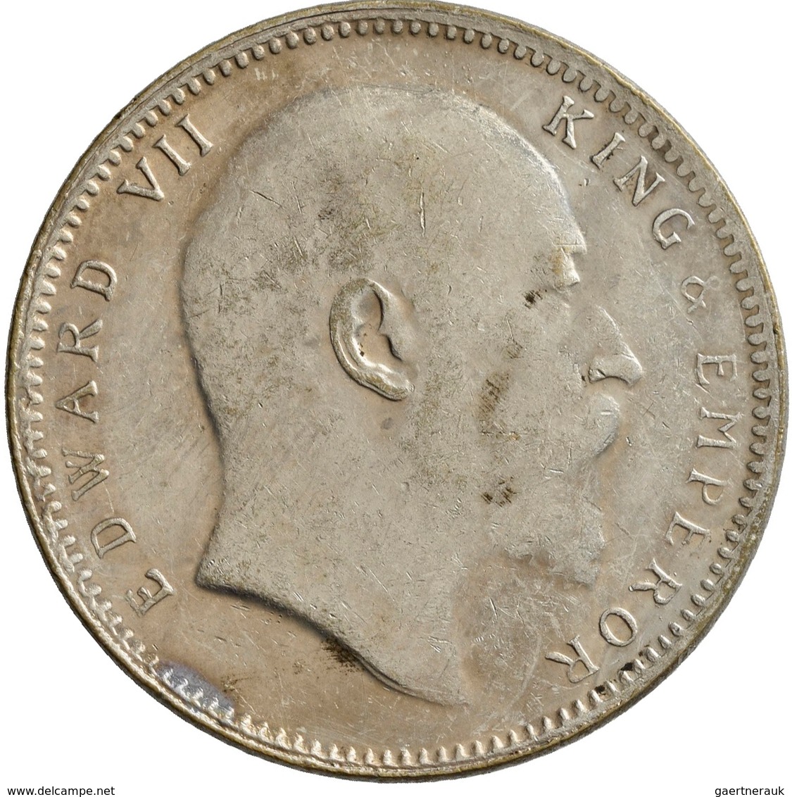 Indien: Britisch-Indien, Edward VII. 1901-1910: 1 Rupie 1906 (Calcuta), KM# 508, Stempeldrehung Ca. - Indien