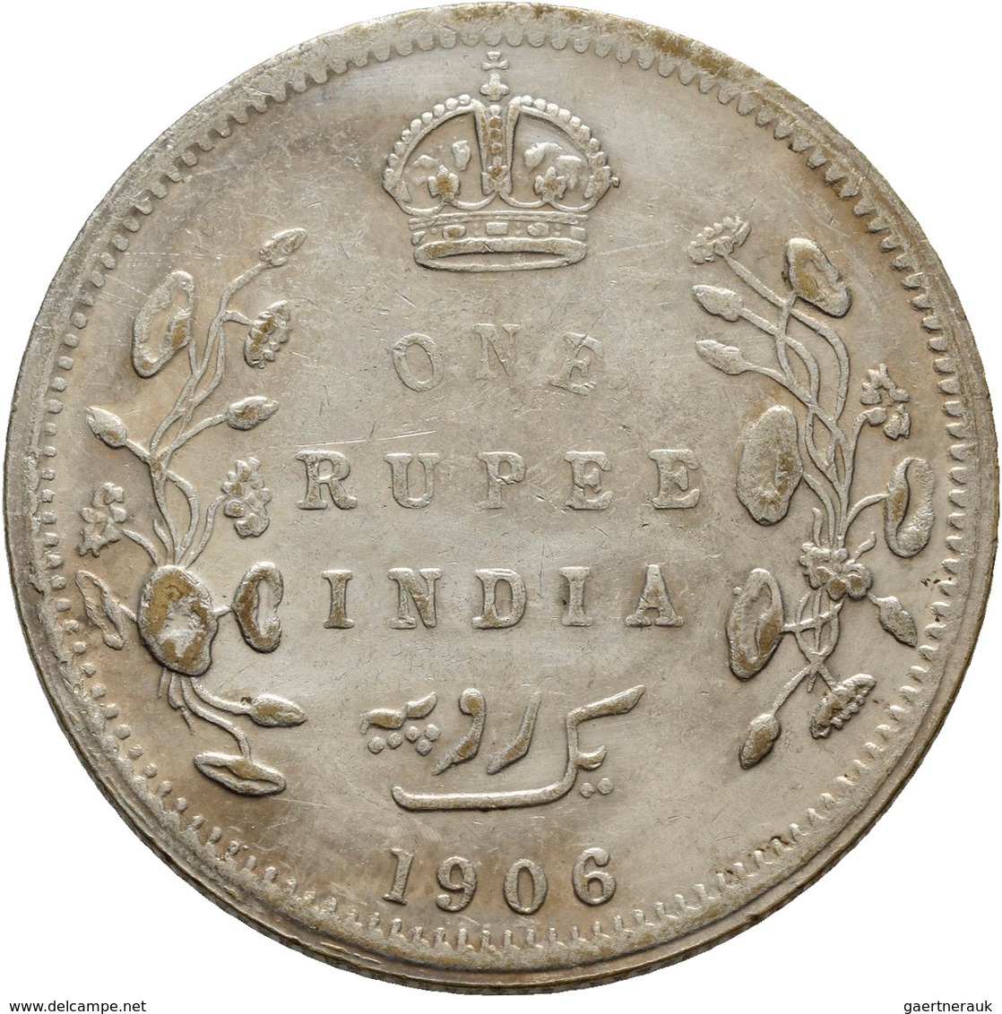 Indien: Britisch-Indien, Edward VII. 1901-1910: 1 Rupie 1906 (Calcuta), KM# 508, Stempeldrehung Ca. - Inde