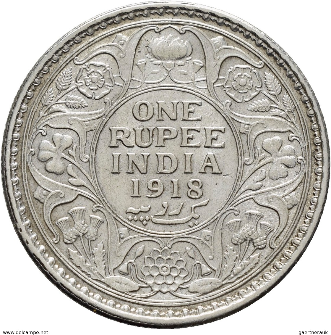 Indien: Britisch-Indien, Georg V. 1910-1936: 1 Rupie 1918, KM# 524, Vorzüglich. - India