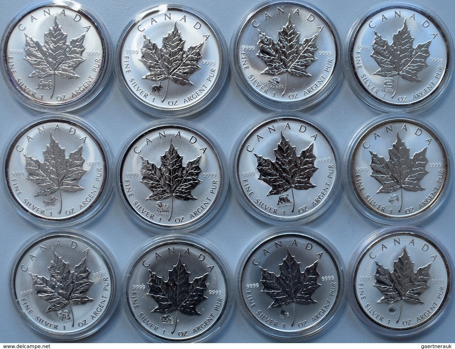 Kanada: Maple Leaf Privy Mark Tierkreiszeichen. Komplett Set 12 Münzen (je 5 CAD / 1 OZ Silber) 1998 - Canada