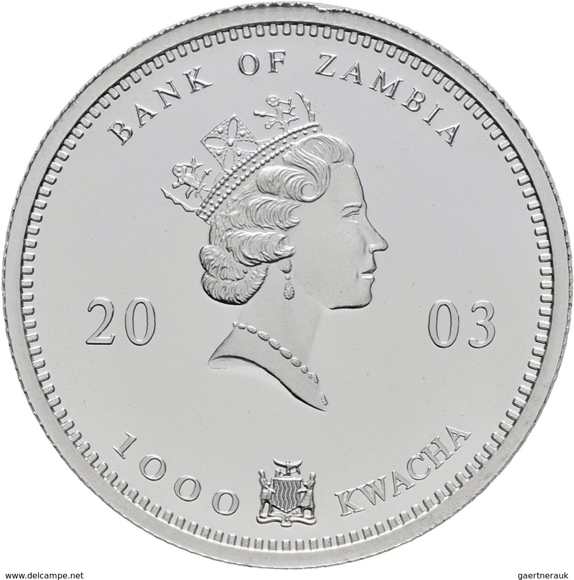 Sambia: Set 4 Münzen 2003, African Wildlife Elephant: 2 OZ (10.000 Kwacha, KM# 188), 1 OZ (5.000 Kwa - Zambie