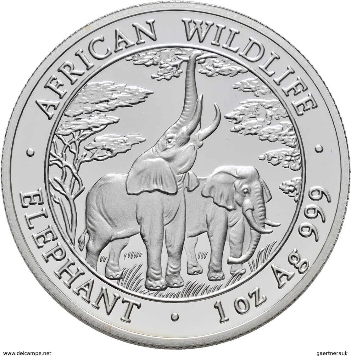 Sambia: Set 4 Münzen 2003, African Wildlife Elephant: 2 OZ (10.000 Kwacha, KM# 188), 1 OZ (5.000 Kwa