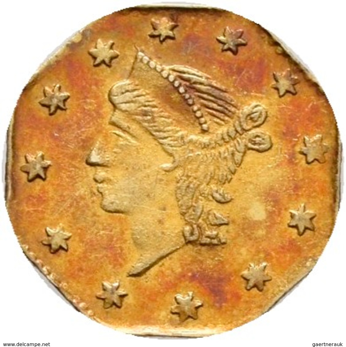 Vereinigte Staaten Von Amerika - Anlagegold: California, ¼ Dollar 1850 Small Liberty Head, (oktonal) - Autres & Non Classés
