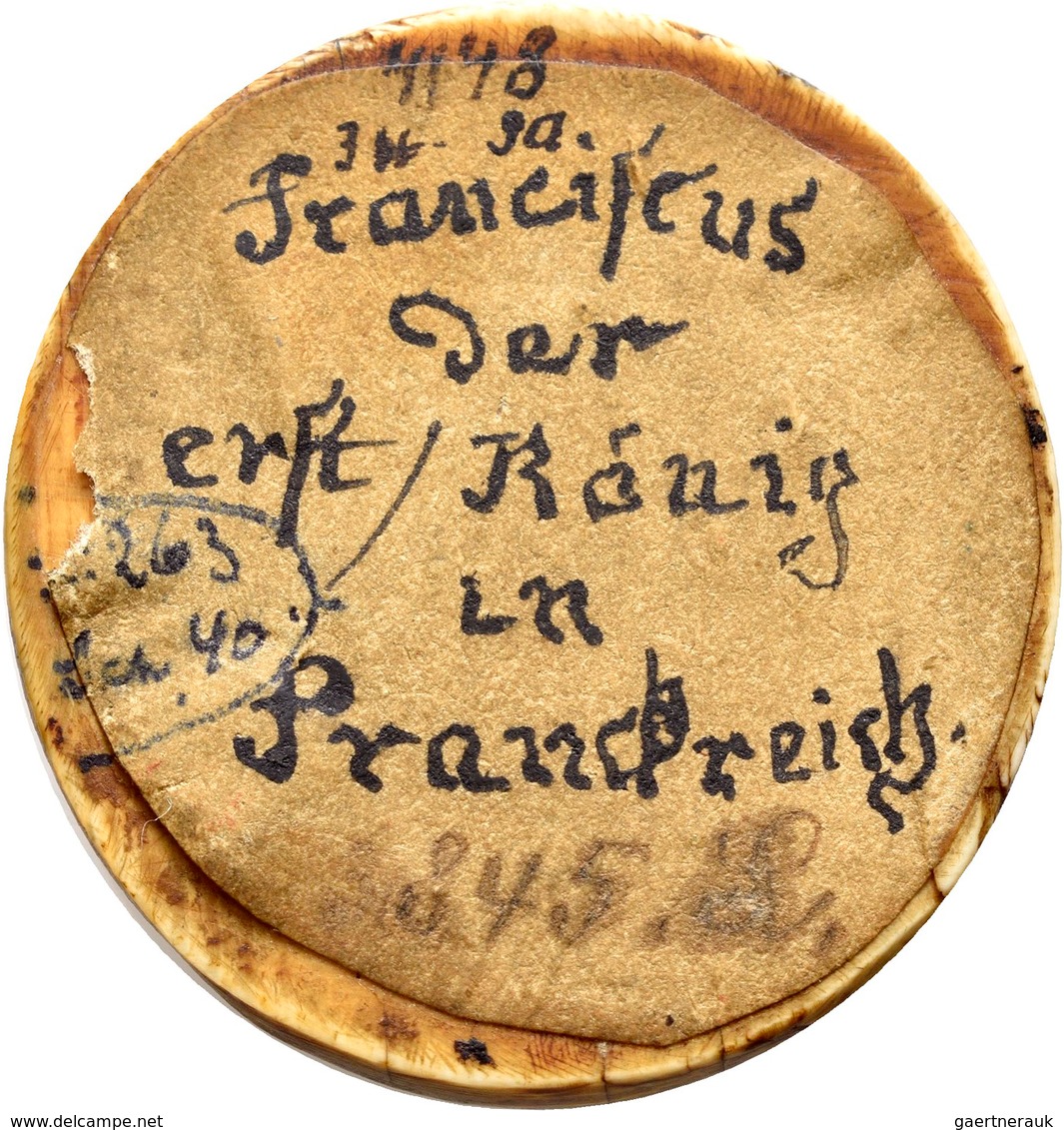 Frankreich: Franz I. 1515-1547: Geschnitztes Hochrelief-Medaillon O. J., Av: Brustbild Franz I., Rs: - Andere & Zonder Classificatie