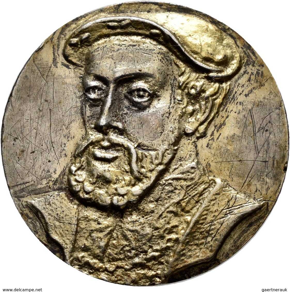 Frankreich: Franz I. 1515-1547: Silbermedaille O. J., Vergoldet, 29,2 Mm, 5,09 G, Einseitig Zeitgenö - Andere & Zonder Classificatie