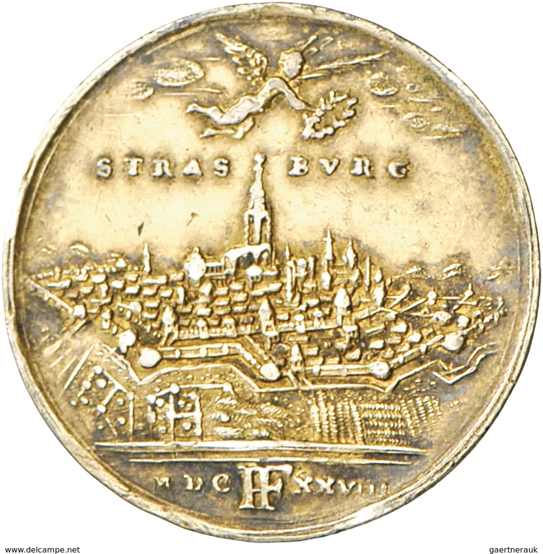 Frankreich: Elsass, Strassburg: Stadt-Medaille 1628 (von J. G. Lutz Und F. Fechner), Av: Stadtansich - Autres & Non Classés