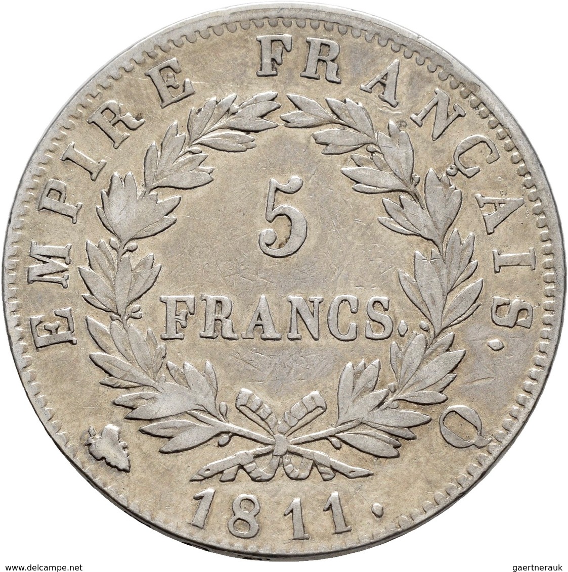 Frankreich: Napoleon I. 1804-1814: 5 Francs 1811 Q, Perpignan, Davenport 84, KM# 694.12, Sehr Schön. - Andere & Zonder Classificatie