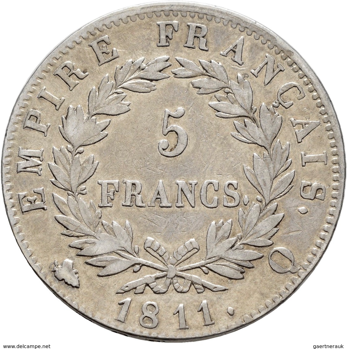 Frankreich: Napoleon I. 1804-1814: 5 Francs 1811 Q, Perpignan, Davenport 84, KM# 694.12, Sehr Schön. - Autres & Non Classés