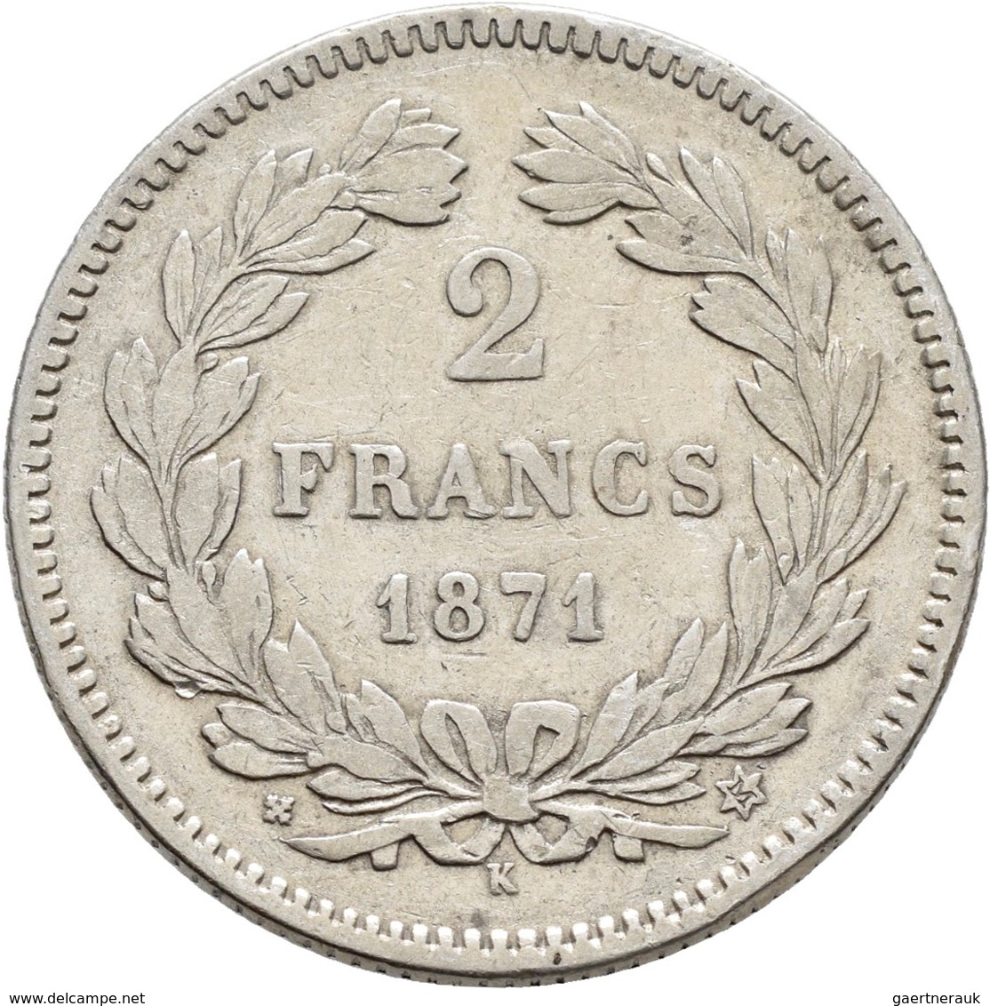 Frankreich: 3. Republik 1870-1940: Lot 2 Stück; 5 Francs Und 2 Francs 1871, Beide Mzz. K (Bordeaux), - Andere & Zonder Classificatie