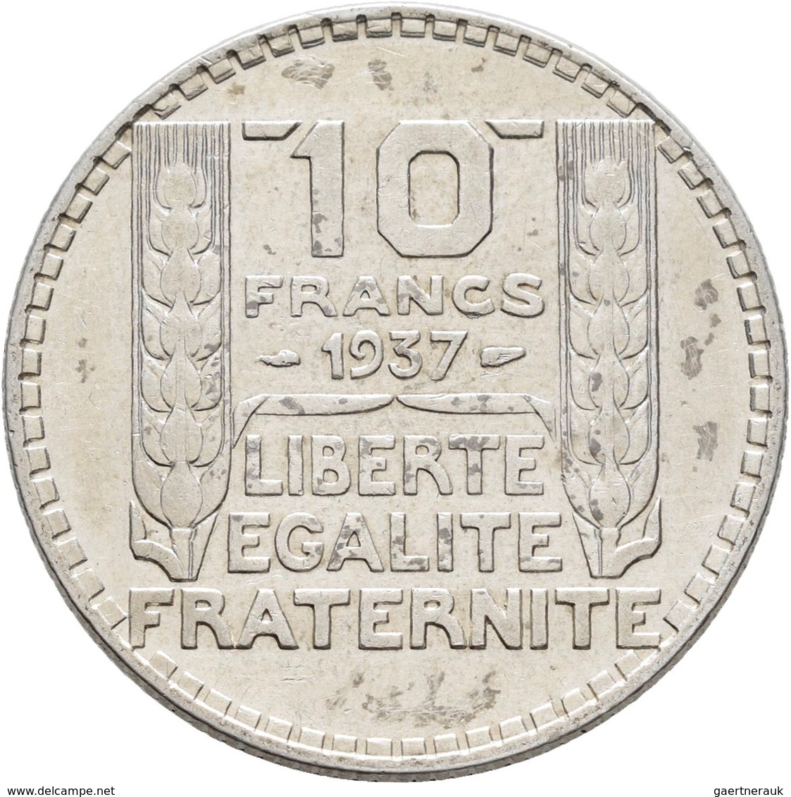 Frankreich: 3. Republik 1870-1940: 10 Francs 1937, Auflage: 52.000 Exemplare, KM# 878, Sehr Schön+. - Sonstige & Ohne Zuordnung