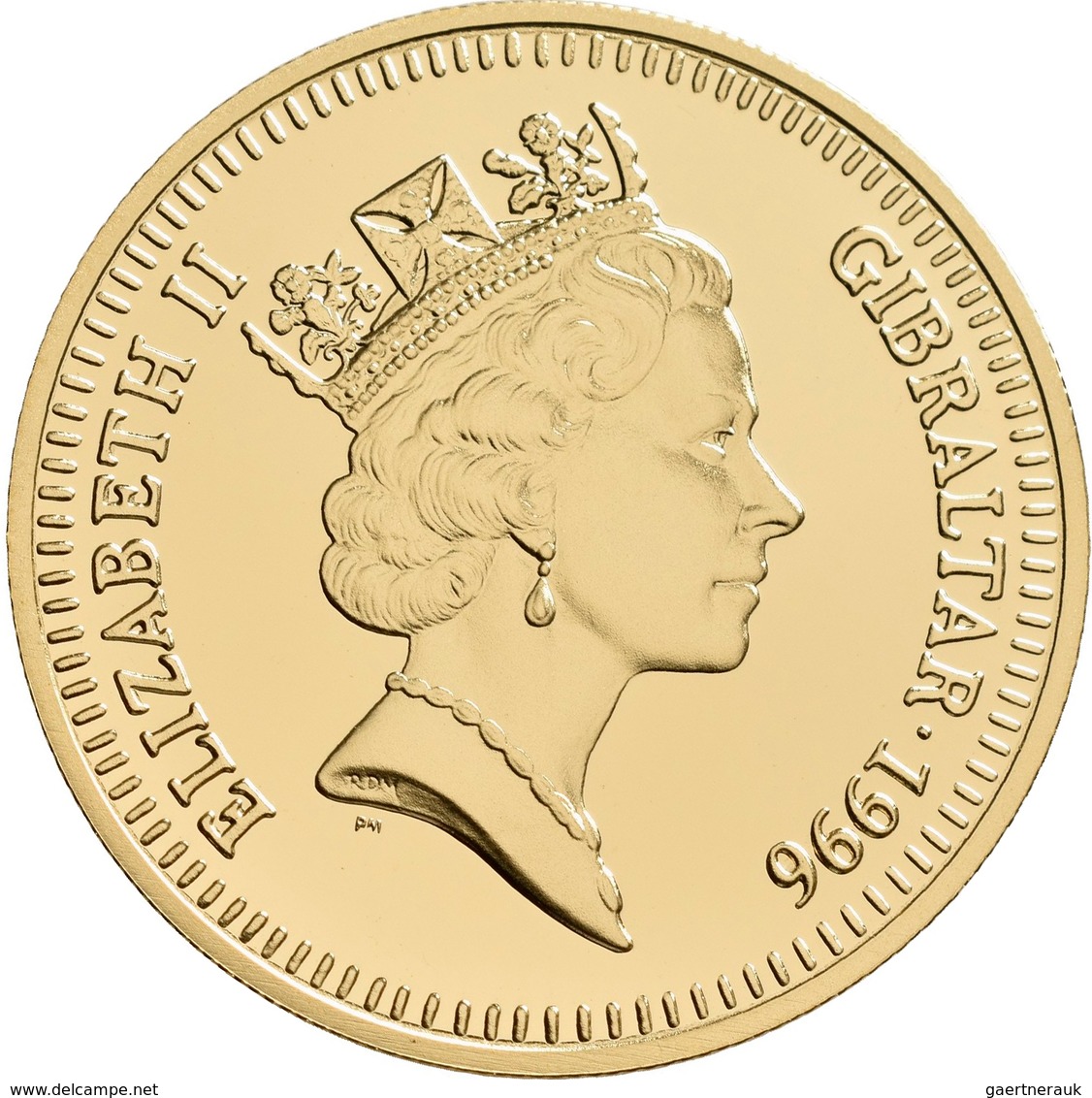 Gibraltar - Anlagegold: Elizabeth II. 1952 -,: 5 Pounds 1996. 70 Geburtstag Queen Elizabeth II. KM# - Gibraltar